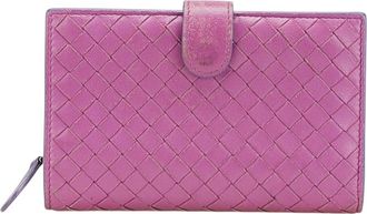 Bottega Veneta Intrecciato Purple Leather Wallet (Bi-Fold) (Pre-Owned)