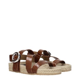 Stella McCartney Womens Brown Leather Flat Sandals