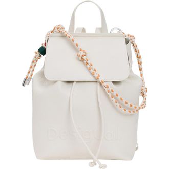 Desigual Mini Logo Embossed Convertible Backpack in Medium Beige at Nordstrom