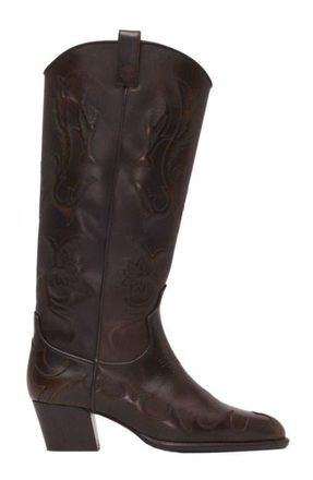Maje Leather cowboy boots in Brown at Nordstrom, Size 37B Eu
