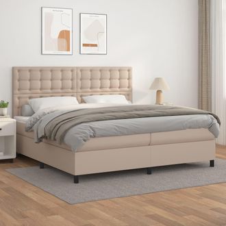 vidaXL Vidaxl - Cama Box Spring Con Colch&oacute;n Cuero Sint&eacute;tico Capuchino 200x200cm
