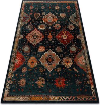 RugsX Rugsx - Wool carpet polonia Abrash oriental, flowers navy blue blue 235x350 cm