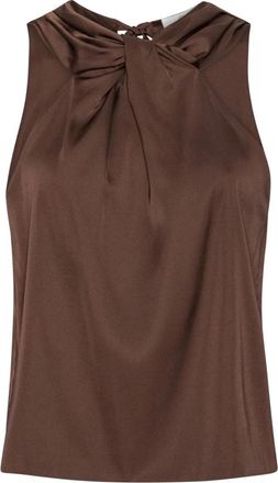 Karmamia Elegante Florence Top met Knoopdetail - Dames - Tops zonder mouwen - Bruin - L/Xl - Tops