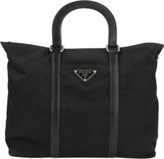 Prada Pre-owned Handbags, female, Black, Size: ONE SIZE Pre-owned Nylon Shoulder Bag