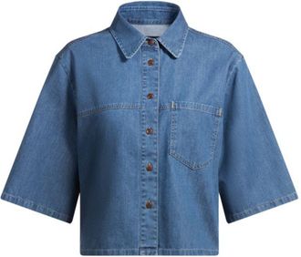 BOSS Relaxed-fit blouse in blue selvedge denim