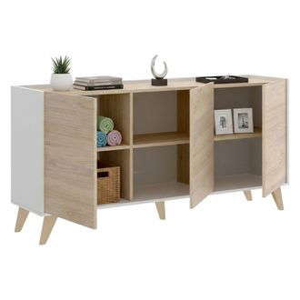 Dmora Aparador Avez, Buffet Para Sal&oacute;n, Aparador Moderno Para Sal&oacute;n Con 3 Puertas, 155x43h75 Cm, Roble Y Blanco - Dmora