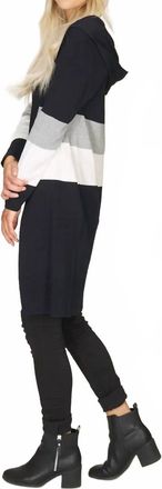 Papillon Hooded Color Blocked Textured Sweater In Navy