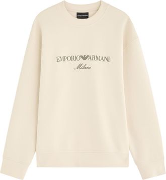 Emporio Armani Logo-embroidered Cotton-blend Sweatshirt - Cream - Xxl