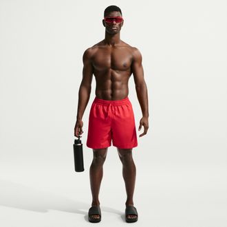 Nike Mens Swim Fadeaway Essential 7 Fully Lined Volley Short in Red | NESSG494-614