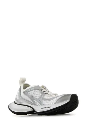 Balenciaga Womens Two-Tone Mesh And Fabric Circuit Sneakers Whitesilver