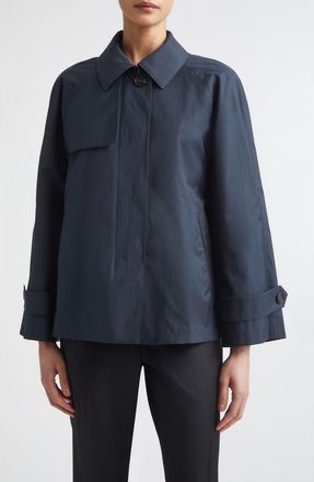 Max Mara Tiglio Crop Raincoat in Ultramarine at Nordstrom, Size 14