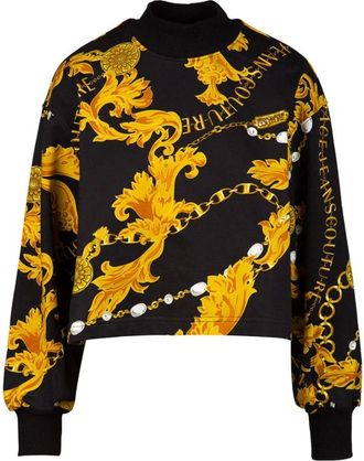 Versace Jeans Couture Sweatshirt met print en riem - Dames - Sweatshirts - Zwart - 2XS - Katoen - Hoodies & sweatvesten