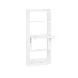 SoBuy Mesa escritorio de trabajo plegable con 2 estantes blanco