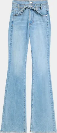 Veronica Beard Beverly Belted High-Rise Flare Jeans