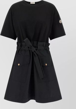 Moncler short sleeve dress belt crew neck pockets