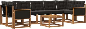 vidaXL Conjunto De Sof&aacute;s De Exterior 8 Uds. Natural Y Negro Vidaxl