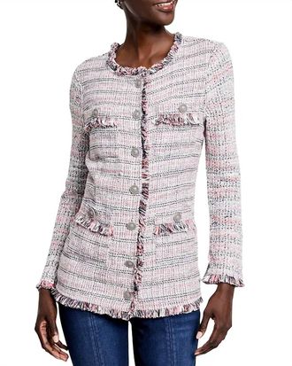 Nic+Zoe Femme Tweedfringe Jacket In Pink Multi
