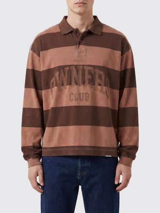 Represent Polo a maniche lunghe in cotone a righe con logo a contrasto