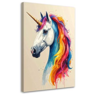 Feeby Cuadro En Lienzo, Unicornio Colorido Animales, 70x100