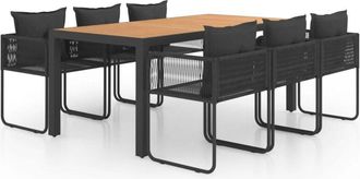 vidaXL Set De Comedor De Jard&iacute;n De 7 Piezas Pvc Rat&aacute;n Negro Y Marr&oacute;n Vidaxl