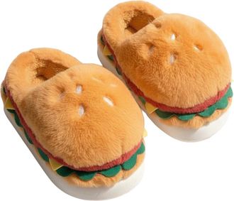 Generic Croissant Slippers for Women - Croissant Fuzzy Slippers Warm Cozy Non-Slip Casual Indoor Fluffy Slides House Shoes Adults