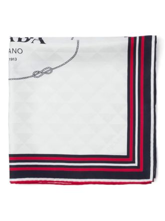 Prada logo-jacquard twill scarf - Neutrals