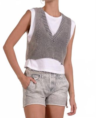 Elan Layered Sweater Tank In Grey Wash