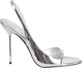 PARIS TEXAS Silver Lidia Slingback High Heel Patent Leather Sandals