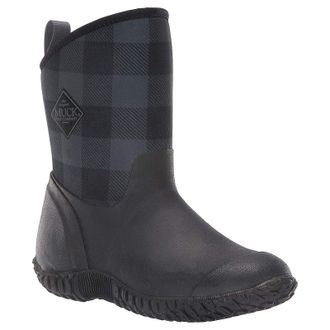 The Original Muck Boot Company Muckster II Mid Rubber Synthetic Womens Wellingtons Boots - Black Grey Plaid - Size:UK 7