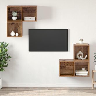 Berkfield Home TV Cabinet Set 4 pcs Old wood 37 x 37 x 72 cm Engineered wood in Brown