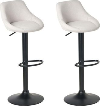 Beliani Conjunto De 2 Sillas De Bar Giratorias Contempor&aacute;neas Asiento De Tela Patas Revestimiento De Polvo Negro Ajustables Gris Claro Medulin