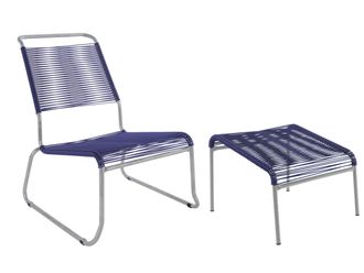 Schubiger M&ouml;bel Spaghetti-Kufen-Lounger-Hochlehner + Hocker S&auml;ntis