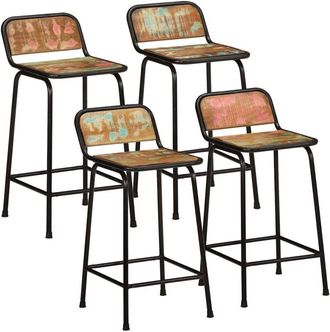 vidaXL Taburetes De Barra 4 Uds 46x35,5x80 Madera Maciza Reciclada Vidaxl