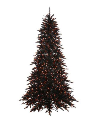 Vickerman 3Ft Black Fir Artificial Christmas Tree, Orange Dura-Lit Led Lights