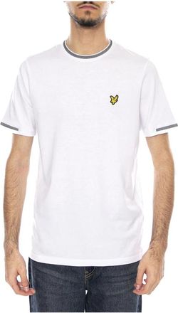 Lyle & Scott Birdseye Half Tipped T-Shirt - Heren - T-shirts - Wit - L - Katoen - Tops
