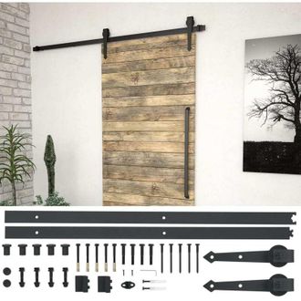 vidaXL Kit De Herrajes Para Puertas Correderas Acero Negro 183 Cm Vidaxl