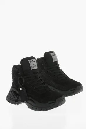 Off-white Suede And Fabric Hiking Sneakers In Solid Color Off-White