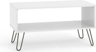 Home Source Industries Home Source - White Rectangle Coffee Occasional Living Room Table With Open Shelf Storage