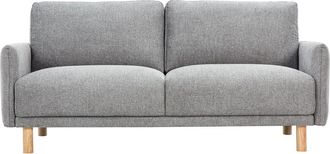 Miliboo Sof&aacute; De Dise&ntilde;o De 3 Plazas En Tela Efecto Terciopelo Texturado Gris Y Madera Clara Bono