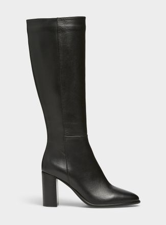 Simons Womens Almond-toe leather block-heel boots Women Exclusive collection from Italy