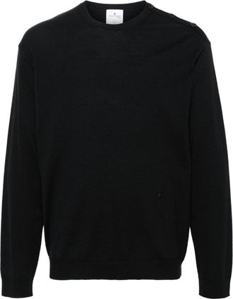 Courr&egrave;ges button-fastening shoulder fine-knit jumper - men - Wool/Cotton - M - Black