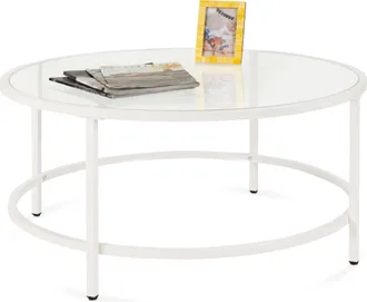 Best Choice Products 36in Round Tempered Glass Coffee Table for Home, Living Room, Dining Room