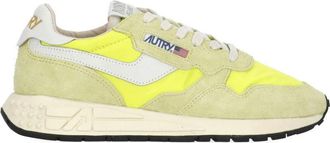 Autry Yellow Reelwind Low Suede-Blend Sneakers