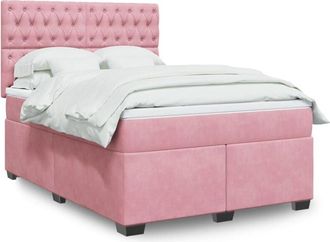 vidaXL Vidaxl - Cama Box Spring Con Colch&oacute;n Terciopelo Rosa 160x200 Cm