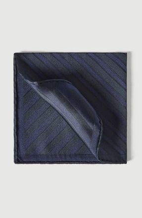 Brunello Cucinelli Regimental stripe silk pocket square in Navy Blue at Nordstrom