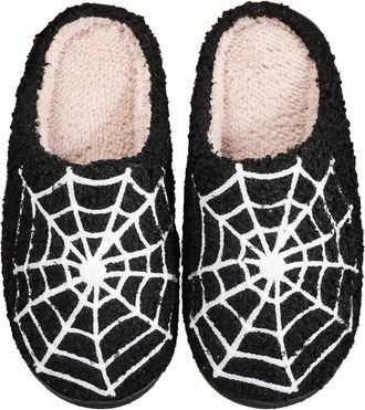 Generic Halloween Slippers for Women UK Halloween Pumpkin Slippers for Womens Mens Soft Plush Warm Spooky Pumpkin Ghost House Slipper Holiday Slip-On Indoor O