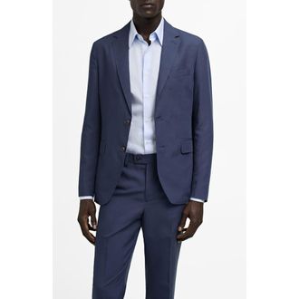 Mango Slim Fit Blue Lyocell & Linen Sport Coat at Nordstrom, Size 36