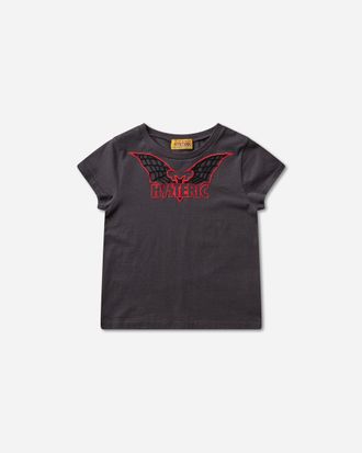 Hysteric Glamour Women s Bat Web Embroidered Baby T-Shirt Black