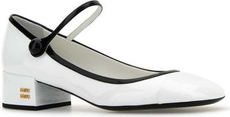 Miu Miu Womens White Leather Pumps Bianconero Vitello Scarpe Con Tacco High Heel Shoes