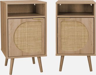 Sweeek Mesita De Noche Con Efecto Madera, Set De 2